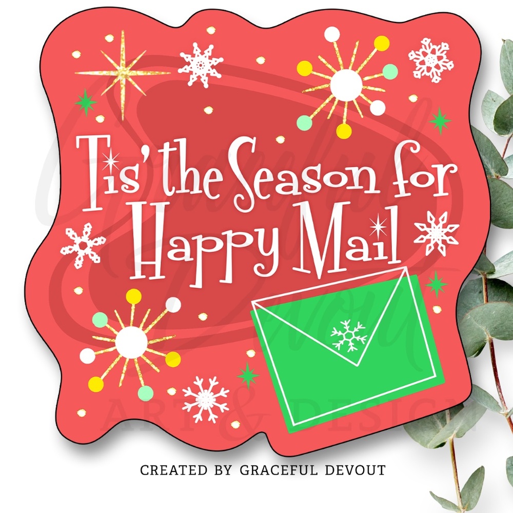 Tis The Season for Happy Mail -2" (inches) (96ct.) Stickers